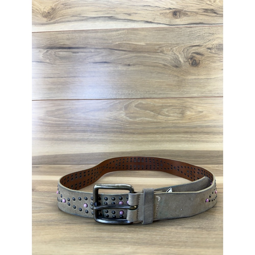Dolce & Gabbana Y2K 90's Vintage Suede Studded Belt Womens 34/85 Tan